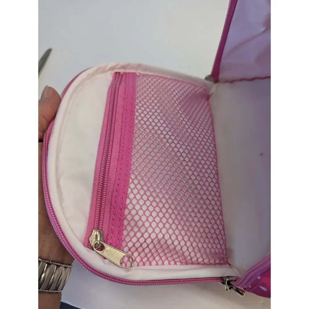 Hello Kitty Bow,Lunch Bag Cosmetic Bag Sanrio Polka Dot Cold Area Long Strap NWT